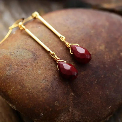 Red Jasper Dangle Earrings - HatnGloves.com