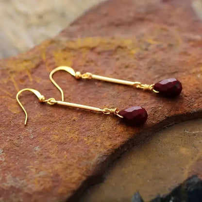 Red Jasper Dangle Earrings - HatnGloves.com