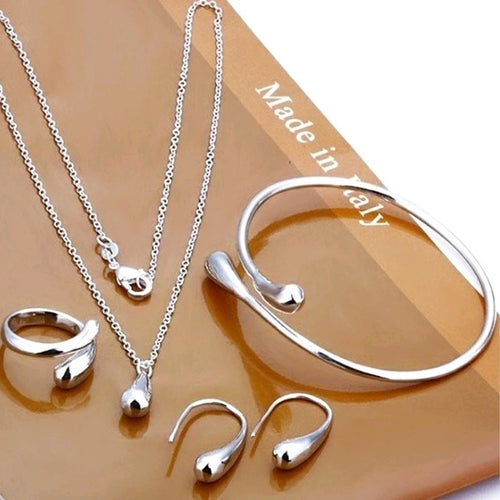 5 Pieces Of Women's Curved Bean Water Drop Earrings Necklace Bracelet