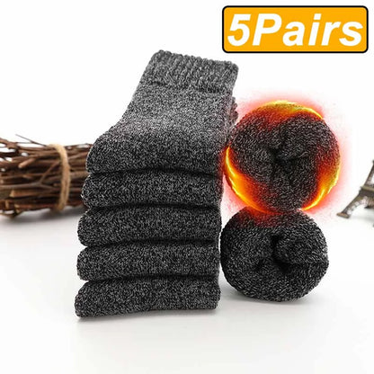 5 Pairs Winter Warm Men’s Socks Wool Male Women Socks Super Thick