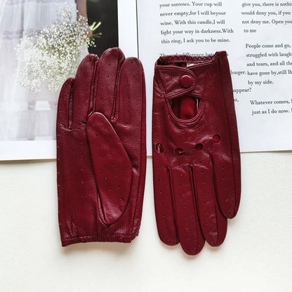 Women's sheepskin driver gloves Thin breathable unlined colored