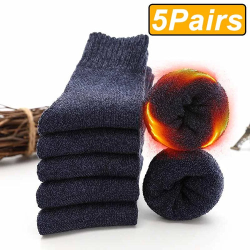 5 Pairs Winter Warm Men’s Socks Wool Male Women Socks Super Thick