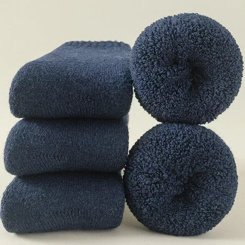 3 Pairs Men Women Wool Socks Thick Solid Winter Socks