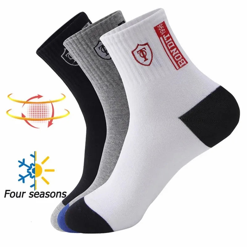 5 Pairs Mens Sports Socks All-Season Leisure Sweat Socks