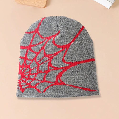 1pc Spiderweb Pattern Knitted Beanie Hat For Men Multi Colored