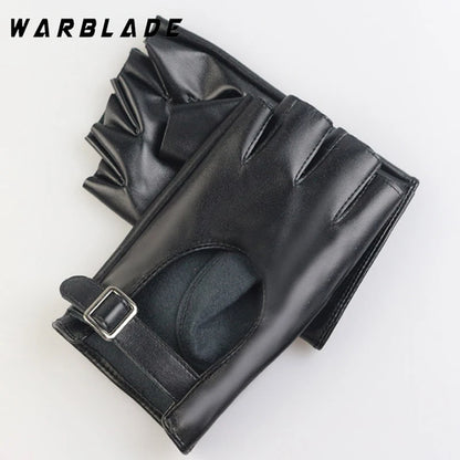 Women PU Leather Waterproof  Fingerless Gloves Female Half Gloves