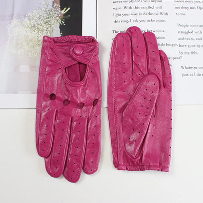 Women's sheepskin driver gloves Thin breathable unlined colored