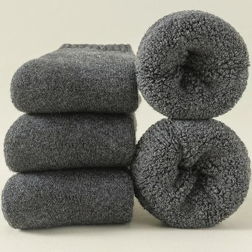 3 Pairs Men Women Wool Socks Thick Solid Winter Socks