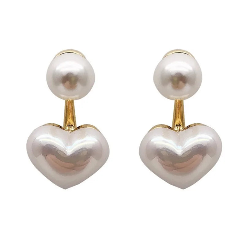 Elegant Imitation Pearl Earrings For Women Heart Round Stud Earrings