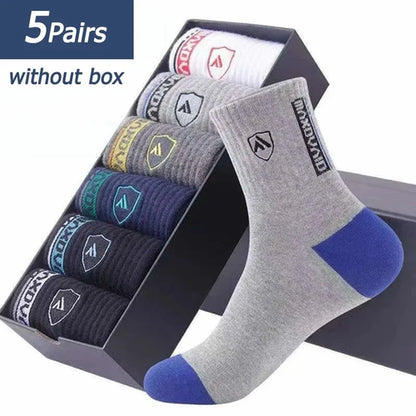 5 Pairs Mens Sports Socks All-Season Leisure Sweat Socks