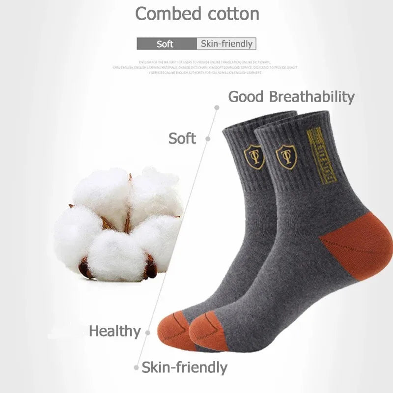 5 Pairs Mens Sports Socks All-Season Leisure Sweat Socks