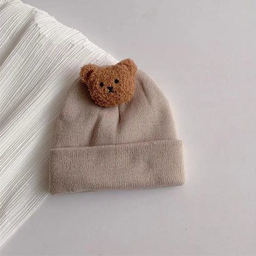 Cartoon Bear Baby Knitted Hat Autumn Winter Warm Newborn Infant