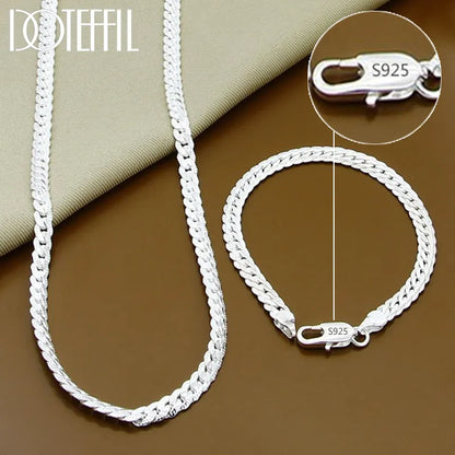 DOTEFFIL 925 Sterling Silver 8/16/18/20/22/24 Inch 6mm Side Chain