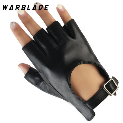 Women PU Leather Waterproof  Fingerless Gloves Female Half Gloves