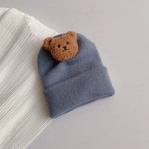 Cartoon Bear Baby Knitted Hat Autumn Winter Warm Newborn Infant