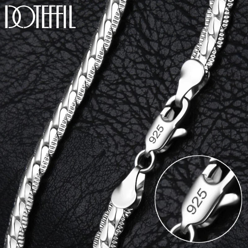 DOTEFFIL 925 Sterling Silver 8/16/18/20/22/24 Inch 6mm Side Chain