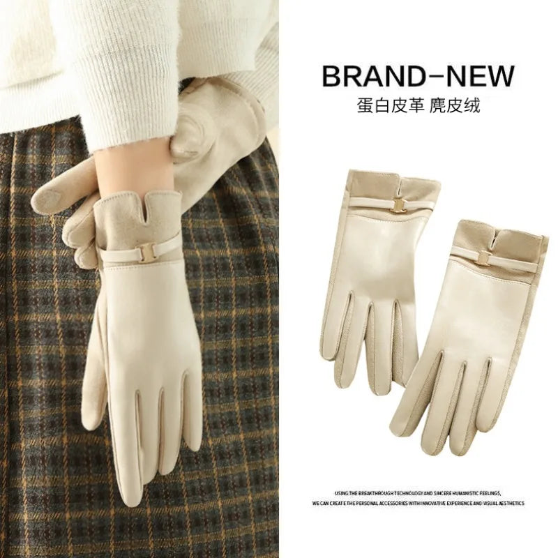 Women Winter Suede Leather Keep Warm Touch Screen Fashion Elegant