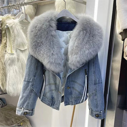 Winter Women New Luxury Natural True Fox Fur Big Collar