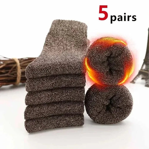 5 Pairs Autumn Winter Men Thicken Wool Socks Women Keep Warm