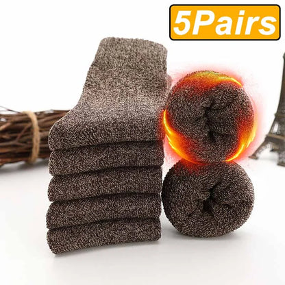 5 Pairs Winter Warm Men’s Socks Wool Male Women Socks Super Thick