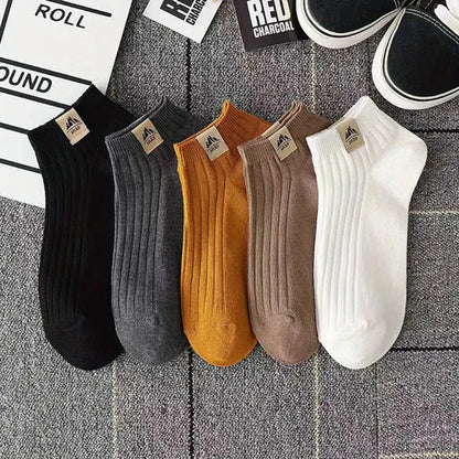 5 Pairs Men Short Socks Fashionable Versatile Stripes Absorb Sweat