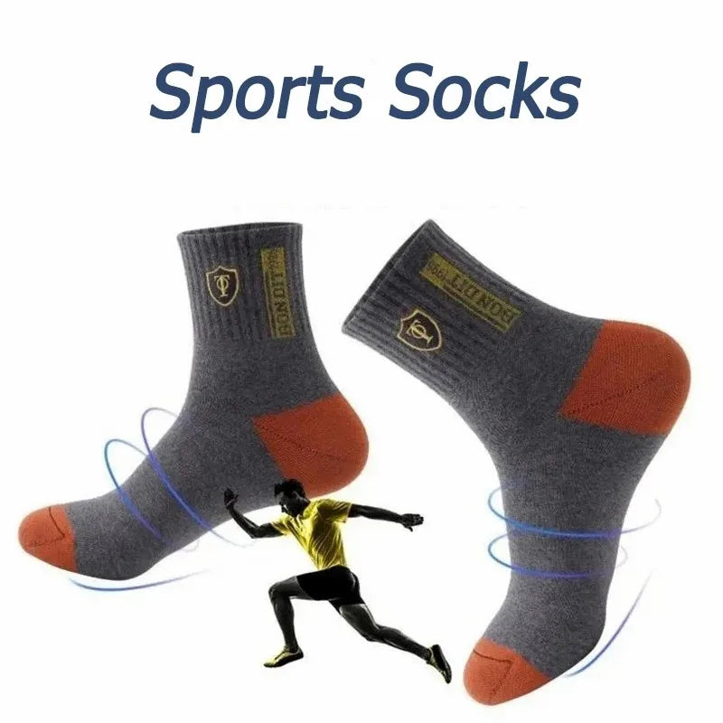 5 Pairs Mens Sports Socks All-Season Leisure Sweat Socks