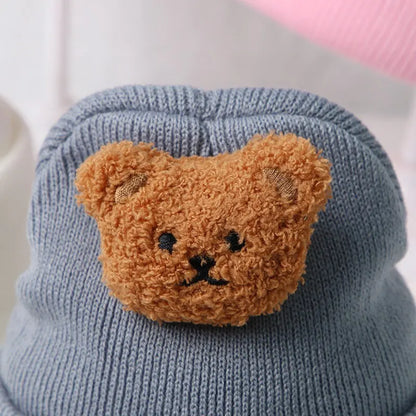 Cartoon Bear Baby Knitted Hat Autumn Winter Warm Newborn Infant