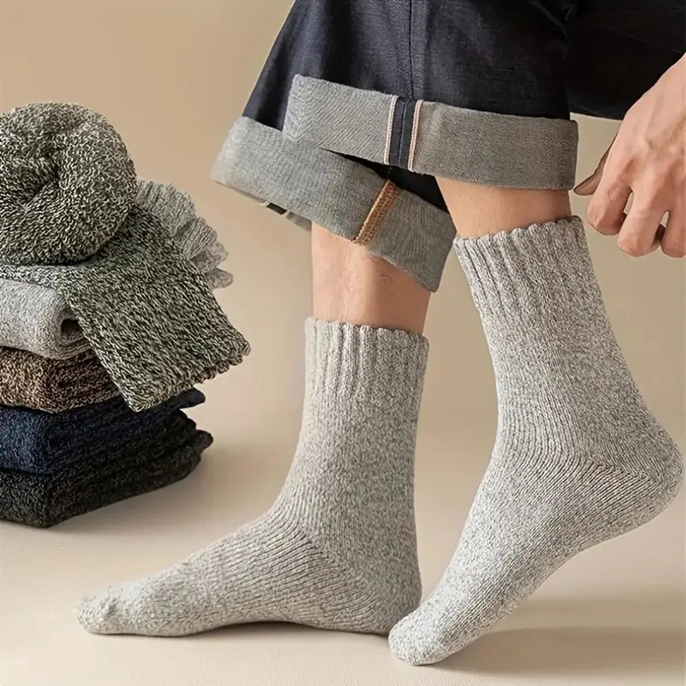 5 Pairs Autumn Winter Men Thicken Wool Socks Women Keep Warm