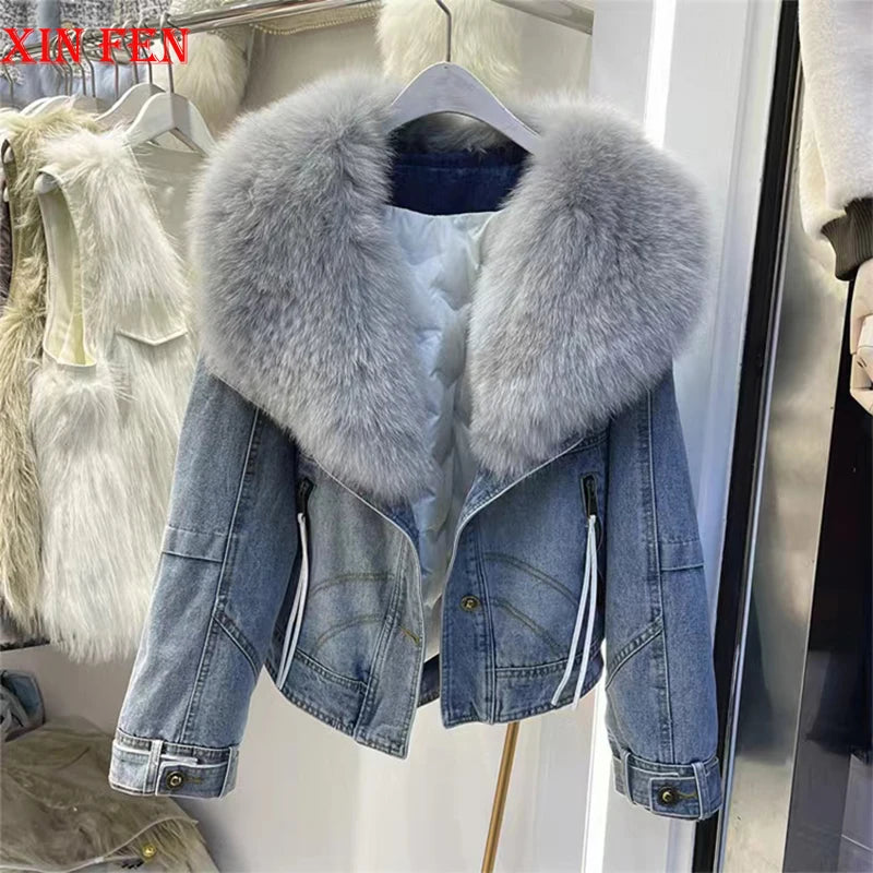 Winter Women New Luxury Natural True Fox Fur Big Collar