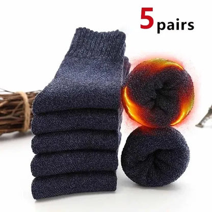 5 Pairs Autumn Winter Men Thicken Wool Socks Women Keep Warm