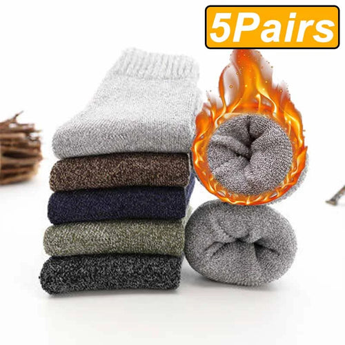 5 Pairs Winter Warm Men’s Socks Wool Male Women Socks Super Thick