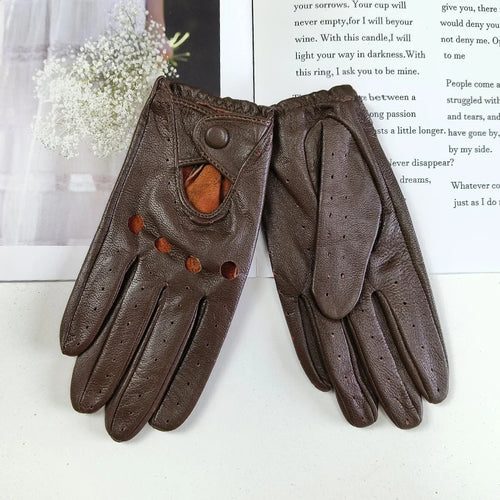 Women's sheepskin driver gloves Thin breathable unlined colored