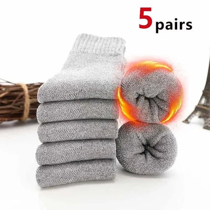 5 Pairs Autumn Winter Men Thicken Wool Socks Women Keep Warm