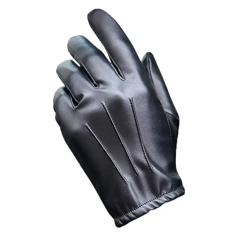 Winter Gloves Women Black PU Leather Cashmere Warm Driving Gloves