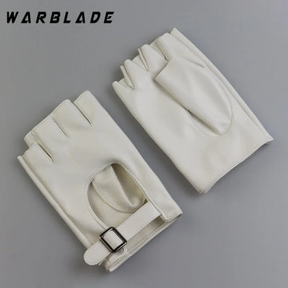 Women PU Leather Waterproof  Fingerless Gloves Female Half Gloves