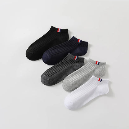 5 Pairs Men Short Socks Fashionable Versatile Stripes Absorb Sweat