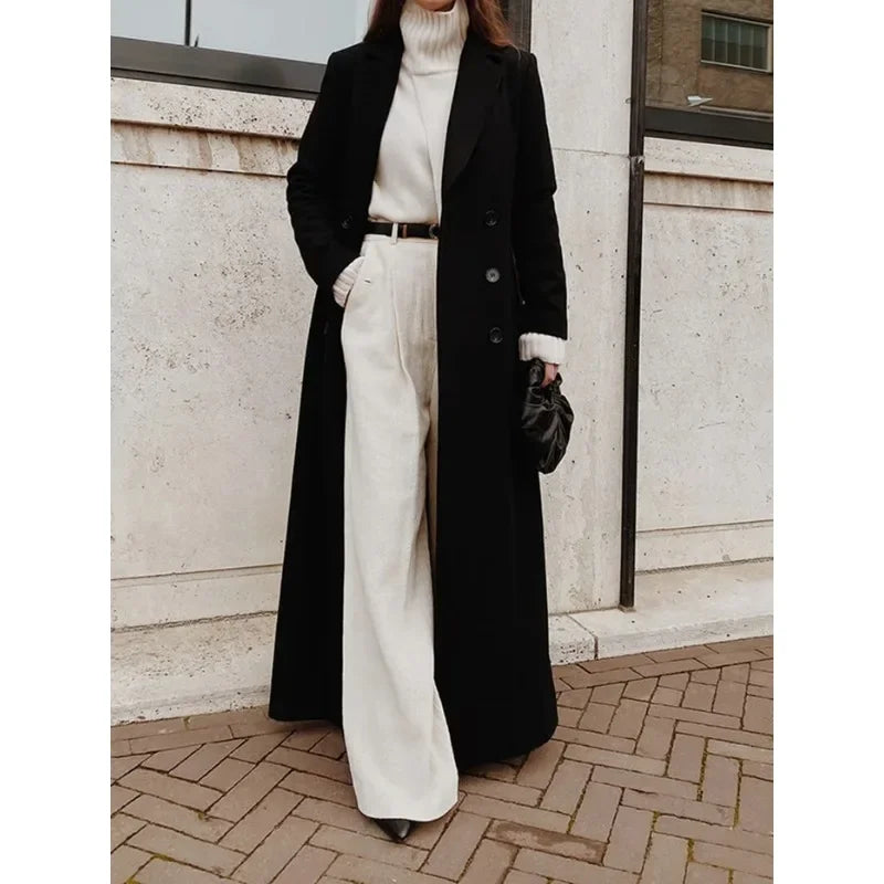 Autumn Winter Fashion Women Chic Loose Long Oversize Warm Coat