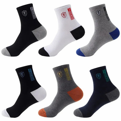 5 Pairs Mens Sports Socks All-Season Leisure Sweat Socks