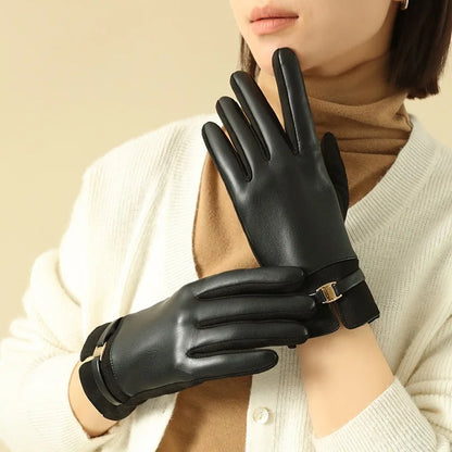 Women Winter Suede Leather Keep Warm Touch Screen Fashion Elegant