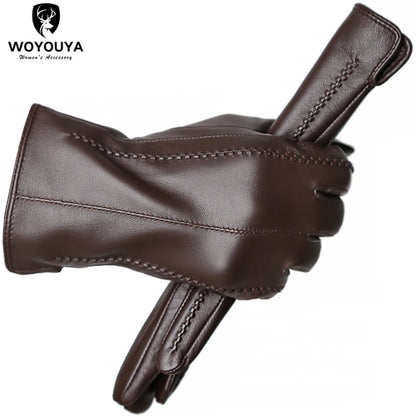 Touch Screen leather gloves,high-end leather gloves women,Genuine