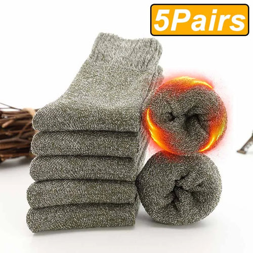 5 Pairs Winter Warm Men’s Socks Wool Male Women Socks Super Thick