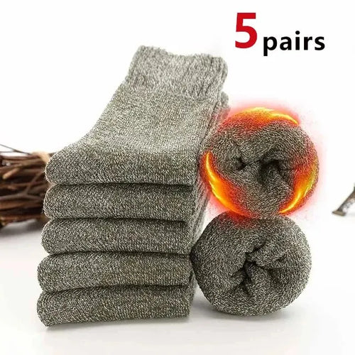 5 Pairs Autumn Winter Men Thicken Wool Socks Women Keep Warm