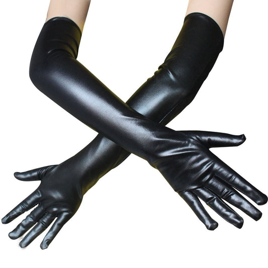 Sexy patent leather gloves long - HatnGloves.com