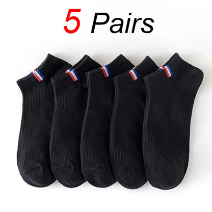 5 Pairs Men Short Socks Fashionable Versatile Stripes Absorb Sweat