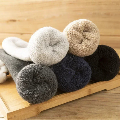 3 Pairs Men Women Wool Socks Thick Solid Winter Socks