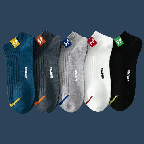 5 Pairs Men Short Socks Fashionable Versatile Stripes Absorb Sweat