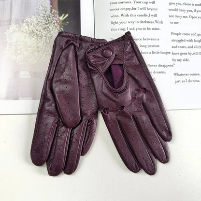 Women's sheepskin driver gloves Thin breathable unlined colored