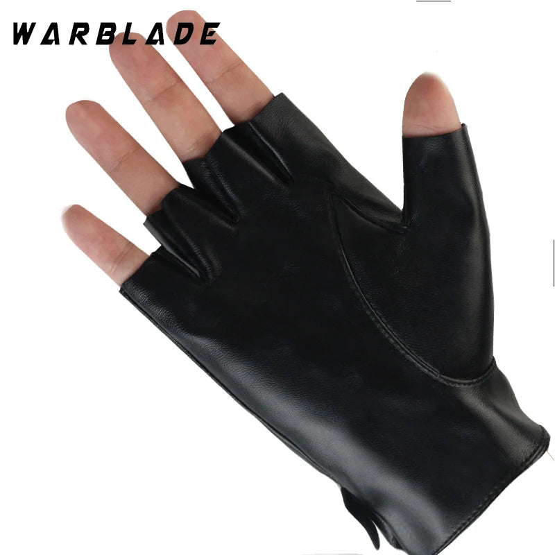 Women PU Leather Waterproof  Fingerless Gloves Female Half Gloves