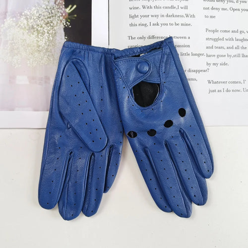 Women's sheepskin driver gloves Thin breathable unlined colored