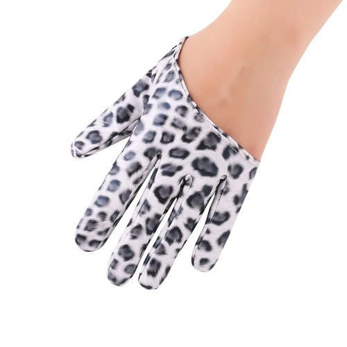 Women Nightclub Stage Performance Half Palm Leopard Gloves